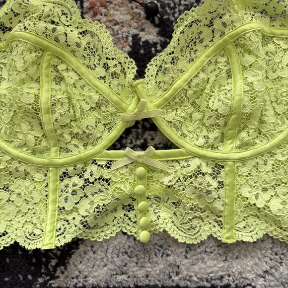 For Love & Lemons Mint Lime Green Creamsicle Lace Underwire Bra Bustier 36C - Picture 5 of 7